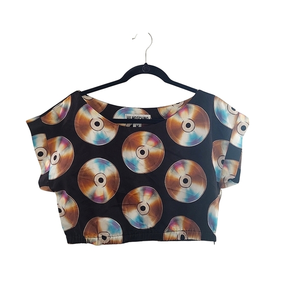 H&M MOSCHINO Limited Black CD Print Crop Top - Picture 3 of 13